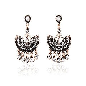 young amp forever gift antique gold danglers earrings for women crystal diamond moon shape earrings for girls