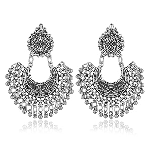 young amp forever bohemian jewellery oxidised earrings jhumka silver oxidised earrings traditional earrings in silver for girls amp silver jhumki earrings for women