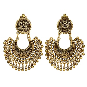 young amp forever mothers day gifts tribal muse antique golden designer metal carved flowers semicircle long bell tassel earrings for girls women
