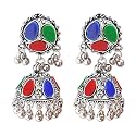 Young &amp; Forever Gift "Tribal Muse Collection" Splendid Brass Jaipur Jewels Antique Silver Oxidized Earrings For Multicolor Earrings For Women (E60242)
