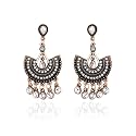 Young &amp; Forever Gift Antique Gold Danglers Earrings for Women Crystal Diamond Moon Shape Earrings for Girls