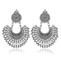 Young &amp; Forever Bohemian Jewellery Oxidised Earrings Jhumka Silver Oxidised Earrings Traditional Earrings in Silver for Girls &amp; Silver Jhumki Earrings for Women