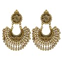Young &amp; Forever Mothers Day Gifts Tribal Muse Antique Golden Designer Metal Carved Flowers Semicircle Long Bell Tassel Earrings For Girls Women