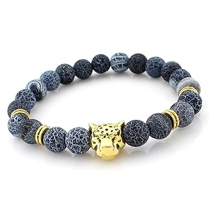 young amp forever mothers day gifts d39vine weathered agate healing beads yoga reiki gold leopard head charm natural stone unisex spiritual energy strand bracelet for menwomenboysgirls