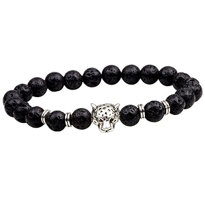 young amp forever mothers day gifts d39vine lava rock stone silver leopard bracelet for mens womens boys girls
