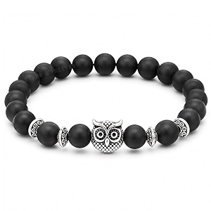 young amp forever natural healing gemstone beaded bracelet for men amp women  elastic stretch energy reiki crystal stone bracelets with owl amp angel wing charms pack of 1