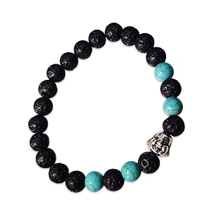 young amp forever gift d39vine lotus lion tiger charm crystal natural stone reiki yoga bracelet for mens women lava  turquoise  laughing buddha
