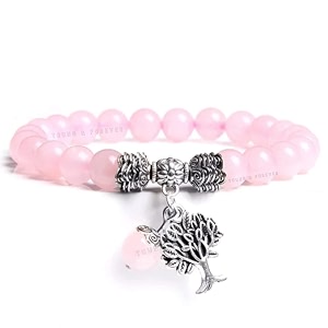 young amp forever gift d39vine lotus lion tiger charm crystal natural stone reiki yoga bracelet for mens women rose quartztree of life