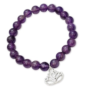 young amp forever gift d39vine lotus lion tiger charm crystal natural stone reiki yoga bracelet for mens women amethystlotus charm