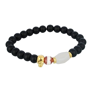 young amp forever alpha domain natural stone beaded bracelet for men - men39s hand kadas amp healing crystal bead bracelets with metallic charms pack of 1