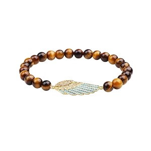 young amp forever natural healing gemstone beaded bracelet for men amp women  elastic stretch energy reiki crystal stone bracelets with owl amp angel wing charms pack of 1