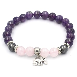 young amp forever gift d39vine lotus lion tiger charm crystal natural stone reiki yoga bracelet for mens women amethystrose quartzelephant