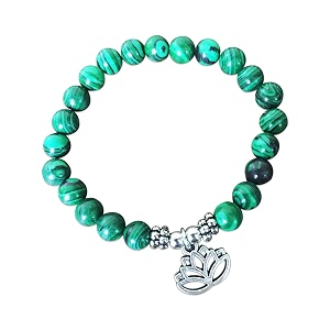 young amp forever gift d39vine lotus lion tiger charm crystal natural stone reiki yoga bracelet for mens women malachite  lotus charm
