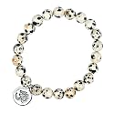 Young &amp; Forever Gift D'vine Lotus Lion Tiger Charm Crystal Natural Stone Reiki Yoga Bracelet for Mens Women (Dalmatian Jasper)