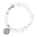 Young &amp; Forever Gift D'vine Lotus Lion Tiger Charm Crystal Natural Stone Reiki Yoga Bracelet for Mens Women (Howlite)