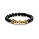 Young &amp; Forever Alpha Domain Natural Stone Beaded Bracelet for Men - Men's Hand Kadas &amp; Healing Crystal Bead Bracelets with Metallic Charms (Pack of 1)