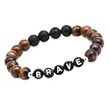 Young &amp; Forever Natural Healing Stone Beaded Bracelet for Men &amp; Women – Motivational Dumbbell Fitness &amp; Inspirational Word Charm Elastic Stretchy Bracelets, Couple Energy Beads Jewelry Pack