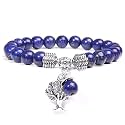 Young &amp; Forever Gift D'vine Lotus Lion Tiger Charm Crystal Natural Stone Reiki Yoga Bracelet for Mens Women (Lapis Lazuli+Tree of Life)