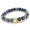 Young &amp; Forever Mothers Day Gifts D'vine Weathered Agate Healing Beads Yoga Reiki Gold Leopard Head Charm Natural Stone Unisex Spiritual Energy Strand Bracelet for Men/Women/Boys/Girls