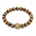 Young &amp; Forever Alpha Domain Natural Stone Beaded Bracelet for Men - Men's Hand Kadas &amp; Healing Crystal Bead Bracelets with Metallic Charms (Pack of 1)