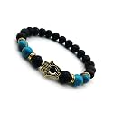 Young &amp; Forever Gift D'vine Lotus Lion Tiger Charm Crystal Natural Stone Reiki Yoga Bracelet for Mens Women (Turquoise + Lava + Hamsa)