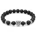 Young &amp; Forever Natural Healing Gemstone Beaded Bracelet for Men &amp; Women – Elastic Stretch Energy Reiki Crystal Stone Bracelets with Owl &amp; Angel Wing Charms (Pack of 1)