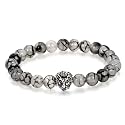 Young &amp; Forever Alpha Domain Natural Stone Beaded Bracelet for Men - Men's Hand Kadas &amp; Healing Crystal Bead Bracelets with Metallic Charms (Pack of 1)
