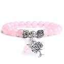 Young &amp; Forever Gift D'vine Lotus Lion Tiger Charm Crystal Natural Stone Reiki Yoga Bracelet for Mens Women (Rose Quartz+Tree of Life)