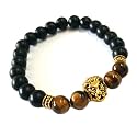 Young &amp; Forever Alpha Domain Natural Stone Beaded Bracelet for Men - Men's Hand Kadas &amp; Healing Crystal Bead Bracelets with Metallic Charms (Pack of 1)