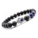 Young &amp; Forever Gift D'vine Lotus Lion Tiger Charm Crystal Natural Stone Reiki Yoga Bracelet for Mens Women (Lava + Lapis + Hamsa Hand)