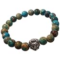 Young &amp; Forever Alpha Domain Natural Stone Beaded Bracelet for Men - Men's Hand Kadas &amp; Healing Crystal Bead Bracelets with Metallic Charms (Pack of 1)