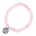 Young &amp; Forever Gift D'vine Lotus Lion Tiger Charm Crystal Natural Stone Reiki Yoga Bracelet for Mens Women (Rose Quartz)