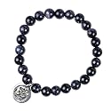Young &amp; Forever Gift D'vine Lotus Lion Tiger Charm Crystal Natural Stone Reiki Yoga Bracelet for Mens Women (Blue Sandstone)