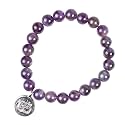Young &amp; Forever Gift D'vine Lotus Lion Tiger Charm Crystal Natural Stone Reiki Yoga Bracelet for Mens Women (Amethyst)