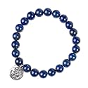 Young &amp; Forever Gift D'vine Lotus Lion Tiger Charm Crystal Natural Stone Reiki Yoga Bracelet for Mens Women (Lapis Lazuli)