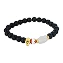 Young &amp; Forever Alpha Domain Natural Stone Beaded Bracelet for Men - Men's Hand Kadas &amp; Healing Crystal Bead Bracelets with Metallic Charms (Pack of 1)