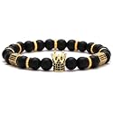 Young &amp; Forever Alpha Domain Natural Stone Beaded Bracelet for Men - Men's Hand Kadas &amp; Healing Crystal Bead Bracelets with Metallic Charms (Pack of 1)