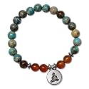 Young &amp; Forever Gift D'vine Lotus Lion Tiger Charm Crystal Natural Stone Reiki Yoga Bracelet for Mens Women (Imperial Jasper + Carnelian +Buddha)
