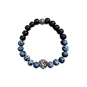 Young &amp; Forever Alpha Domain Natural Stone Beaded Bracelet for Men - Men's Hand Kadas &amp; Healing Crystal Bead Bracelets with Metallic Charms (Pack of 1)