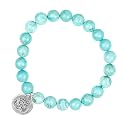 Young &amp; Forever Gift D'vine Lotus Lion Tiger Charm Crystal Natural Stone Reiki Yoga Bracelet for Mens Women (Turquoise)