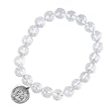 Young &amp; Forever Gift D'vine Lotus Lion Tiger Charm Crystal Natural Stone Reiki Yoga Bracelet for Mens Women (Clear Quartz)