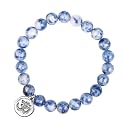 Young &amp; Forever Gift D'vine Lotus Lion Tiger Charm Crystal Natural Stone Reiki Yoga Bracelet for Mens Women (Sodalite)