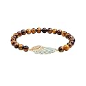 Young &amp; Forever Natural Healing Gemstone Beaded Bracelet for Men &amp; Women – Elastic Stretch Energy Reiki Crystal Stone Bracelets with Owl &amp; Angel Wing Charms (Pack of 1)