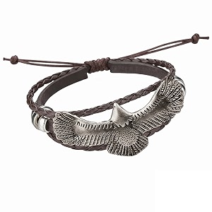 young amp forever men39s genuine leather bracelet  vintage braided cord gothic punk cross dual dragon eagle motif amp skeletal scale metallic cuff wristband adjustable multi-layer jewelry