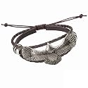 Young &amp; Forever Men's Genuine Leather Bracelet – Vintage Braided Cord, Gothic Punk Cross, Dual Dragon, Eagle Motif, &amp; Skeletal Scale Metallic Cuff Wristband, Adjustable Multi-Layer Jewelry