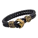 Young &amp; Forever Men's Genuine Leather Bracelet – Vintage Braided Cord, Gothic Punk Cross, Dual Dragon, Eagle Motif, &amp; Skeletal Scale Metallic Cuff Wristband, Adjustable Multi-Layer Jewelry