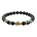 Young &amp; Forever Black Onyx Buddha &amp; Evil Eye Protection Bracelet for Men and Women - Nazar Bead Elastic Healing Crystal Bracelet for Good Luck, Success &amp; Positive Energy (8mm Beads)
