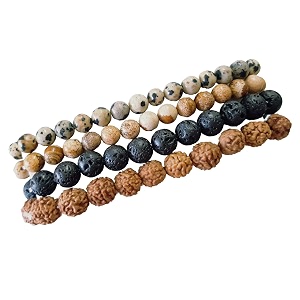young amp forever gift d39vine dalmation and picture jasper lava rock rudraksha stone beads diffuser healing yoga reiki natural energy multistrand bracelet for men and women