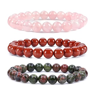 young amp forever natural healing crystal bracelet set for men amp women - 8mm round gemstone beads for reiki yoga amp meditation - pack of 3 choose your chakra