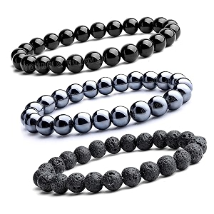 young amp forever natural stone bead bracelets set hematite black onyx and lava rock 8mm beads for men women girls boys